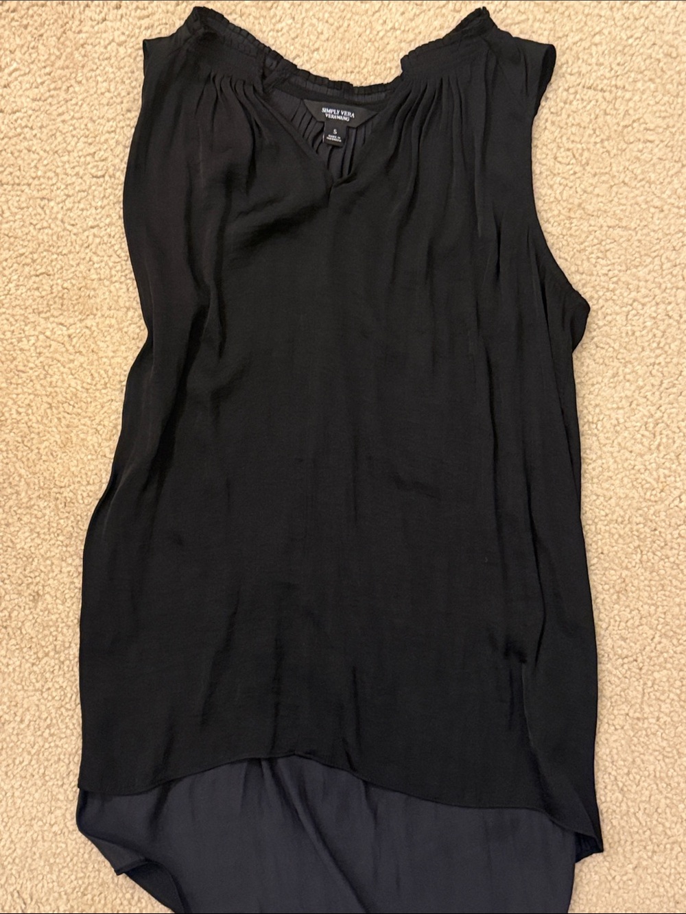 Simply Vera Vera Wang Black Sleeveless V-Neck High-Low Blouse